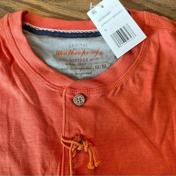 NWT Weatherproof 3 button short sleeve henley size medium cotton blend apricot - Picture 2 of 6